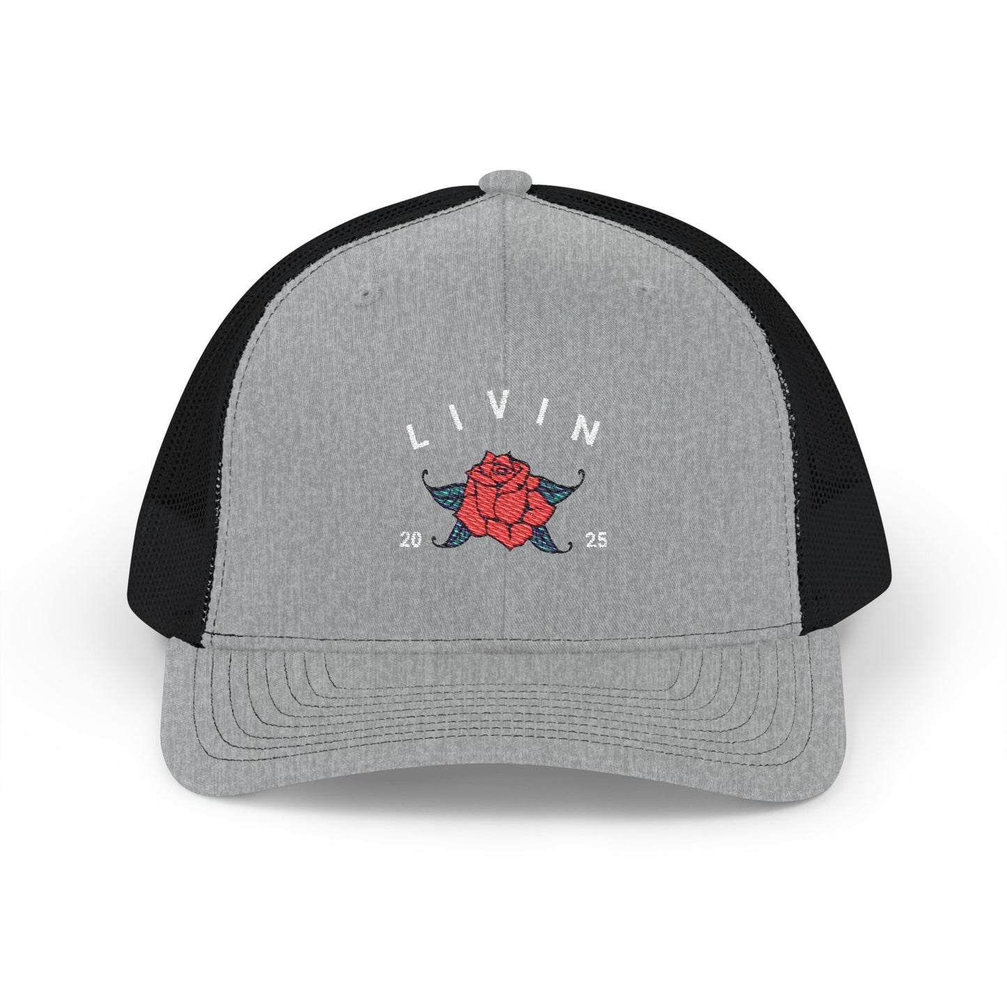Embroidered Snapback Cap - Livin' 2023 Floral Design, Adjustable Trucker Hat, Gift for Trendy Fashion, Summer Accessories, Outdoor Fun