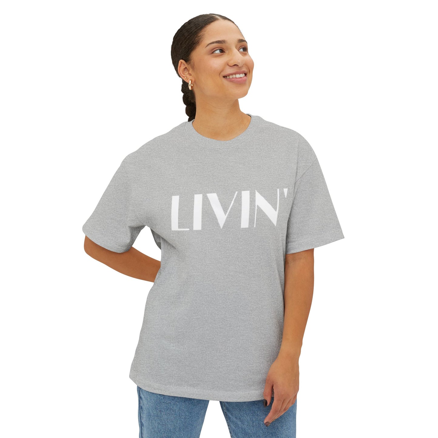 Relaxed LIVIN' Oversized Tee - Casual Comfort, Unisex Clothing, Gift for Friends, Perfect for Relaxing & Lounging