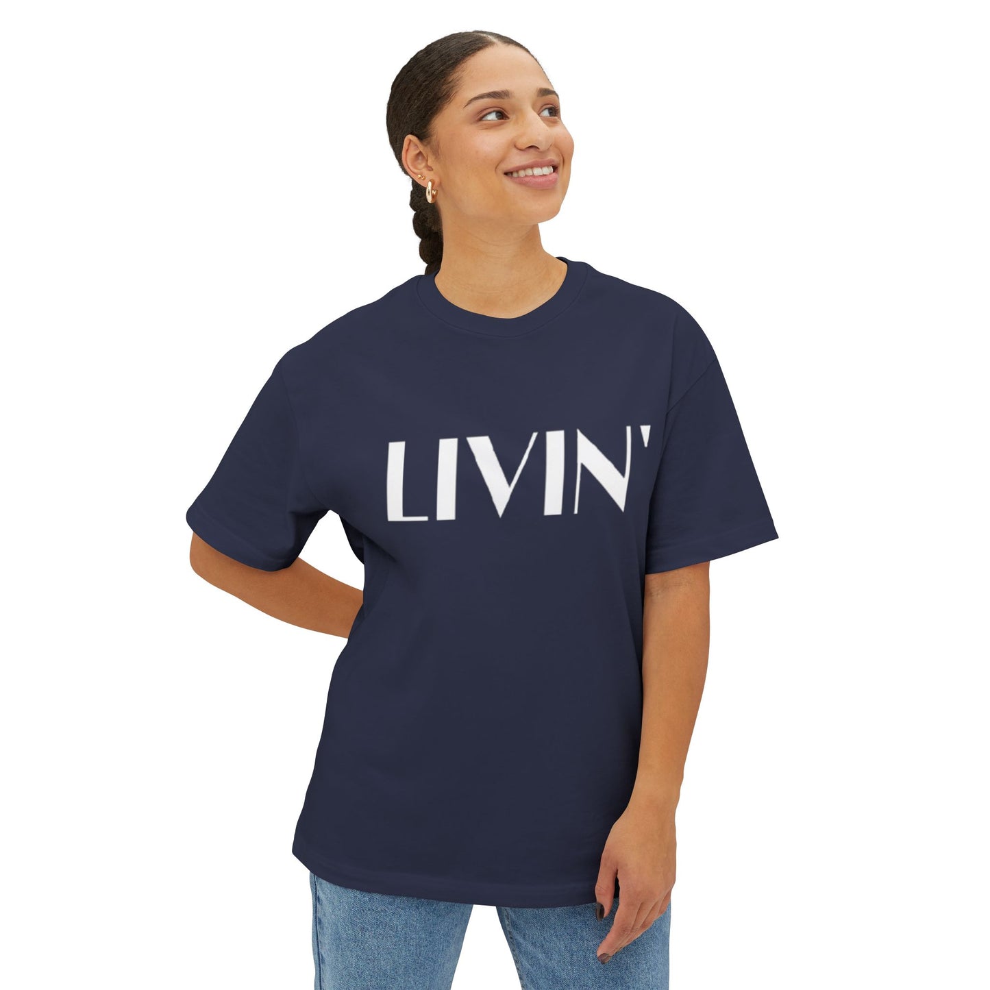 Relaxed LIVIN' Oversized Tee - Casual Comfort, Unisex Clothing, Gift for Friends, Perfect for Relaxing & Lounging