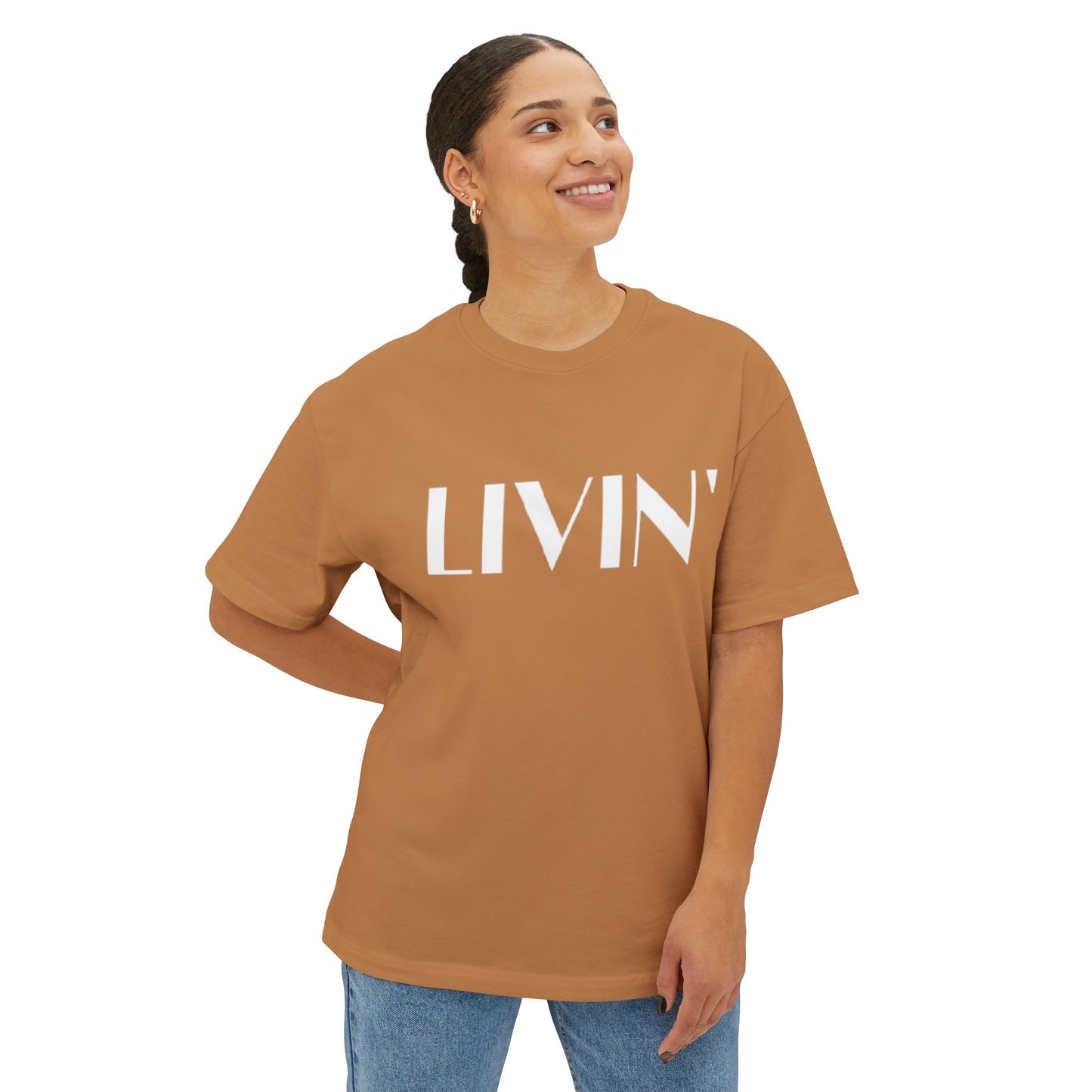 Relaxed LIVIN' Oversized Tee - Casual Comfort, Unisex Clothing, Gift for Friends, Perfect for Relaxing & Lounging
