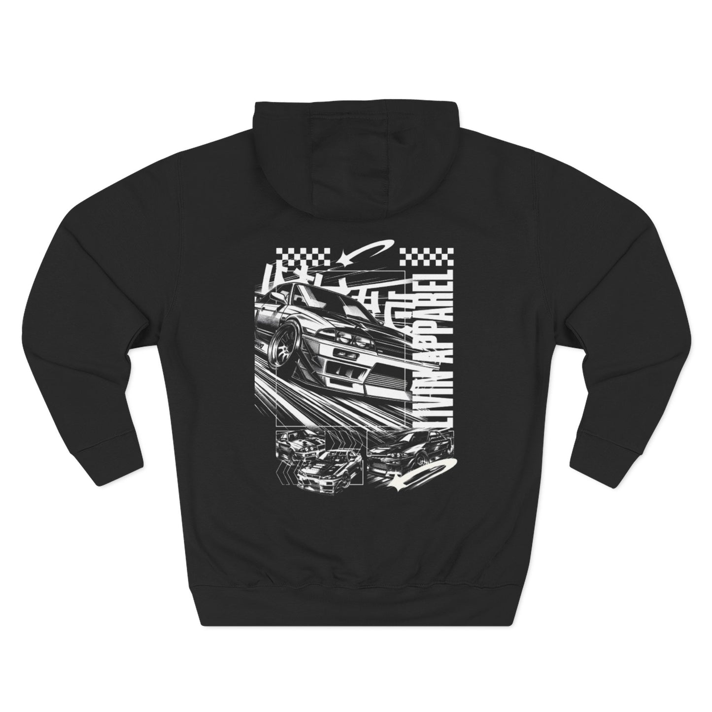 Three-Panel Fleece Hoodie, Cozy Streetwear, Perfect for Drivers, Race Fans, Casual Gifting, Graphic Hoodie, Year-Round Comfort