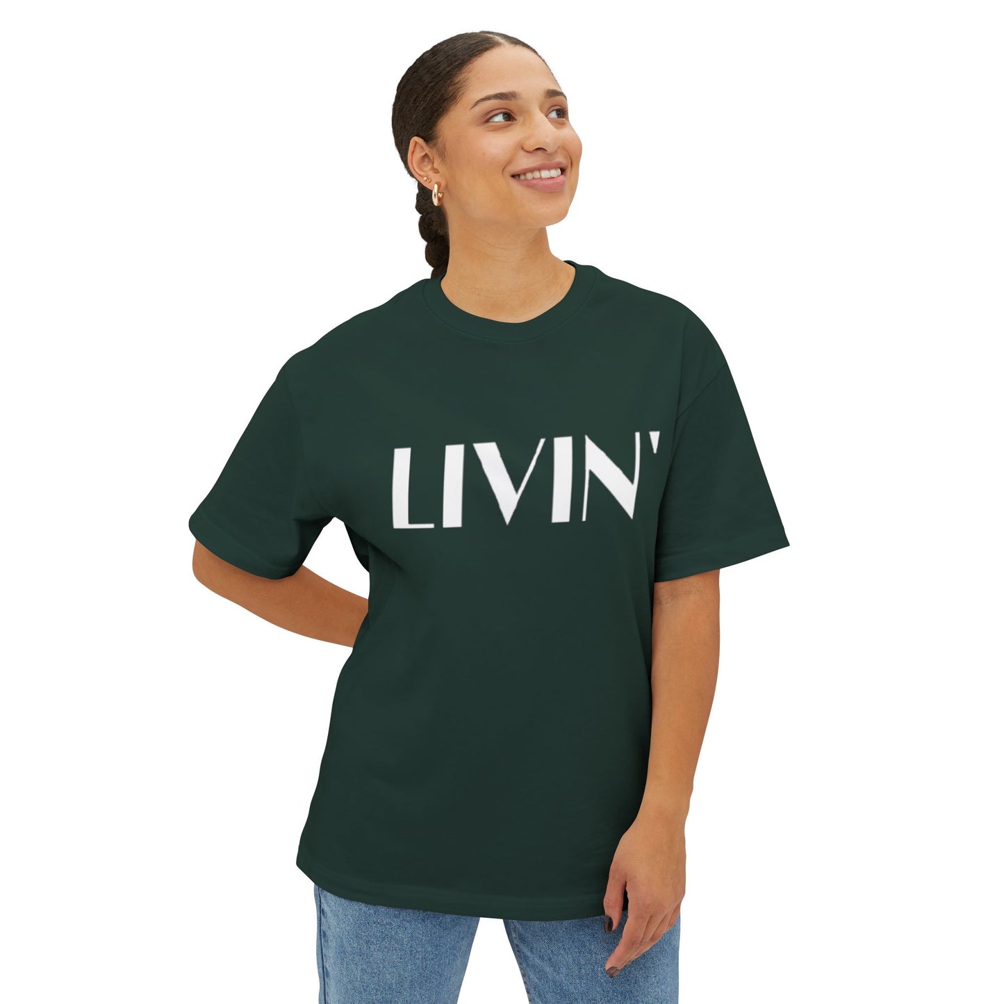 Relaxed LIVIN' Oversized Tee - Casual Comfort, Unisex Clothing, Gift for Friends, Perfect for Relaxing & Lounging