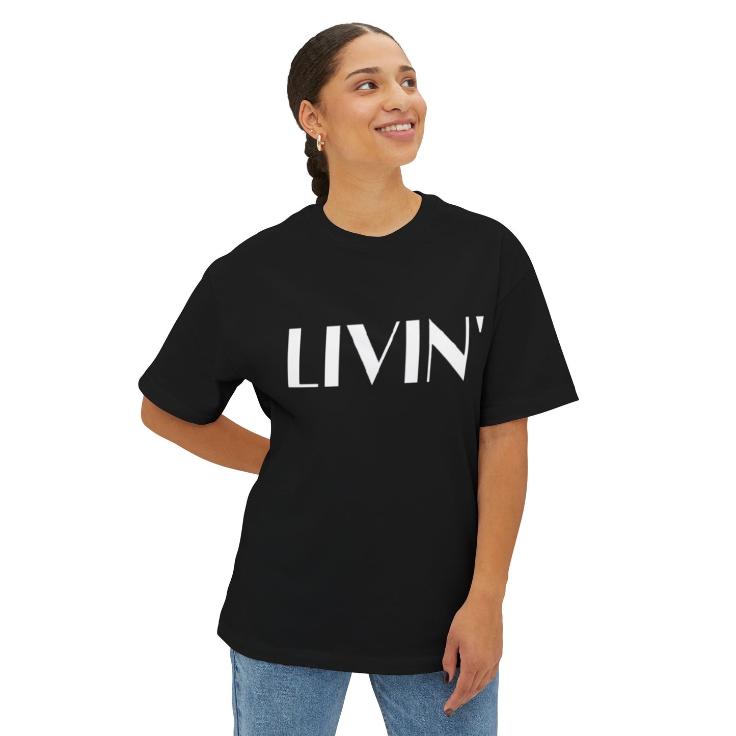 Relaxed LIVIN' Oversized Tee - Casual Comfort, Unisex Clothing, Gift for Friends, Perfect for Relaxing & Lounging