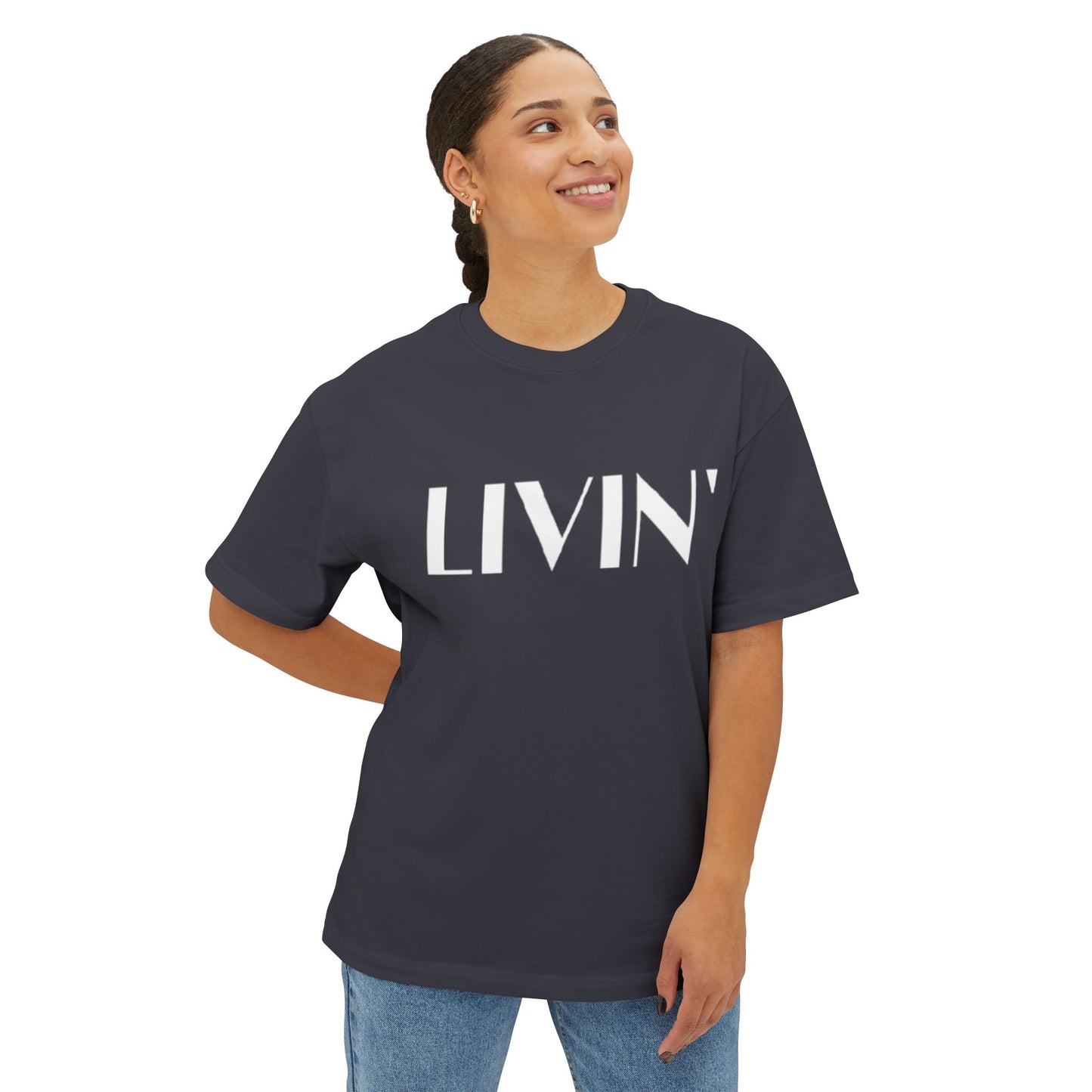 Relaxed LIVIN' Oversized Tee - Casual Comfort, Unisex Clothing, Gift for Friends, Perfect for Relaxing & Lounging