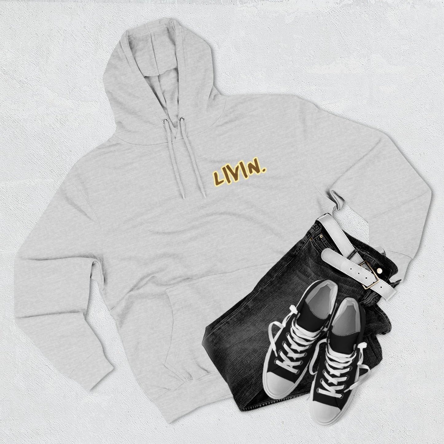 Cozy Graphic Hoodie with 'LIVIN' Design | Perfect for Casual Wear, Gift for Friends, Street Style Inspired, Fall Fashion, Unisex Hoodie
