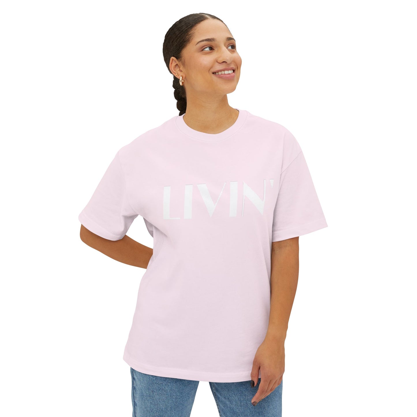Relaxed LIVIN' Oversized Tee - Casual Comfort, Unisex Clothing, Gift for Friends, Perfect for Relaxing & Lounging