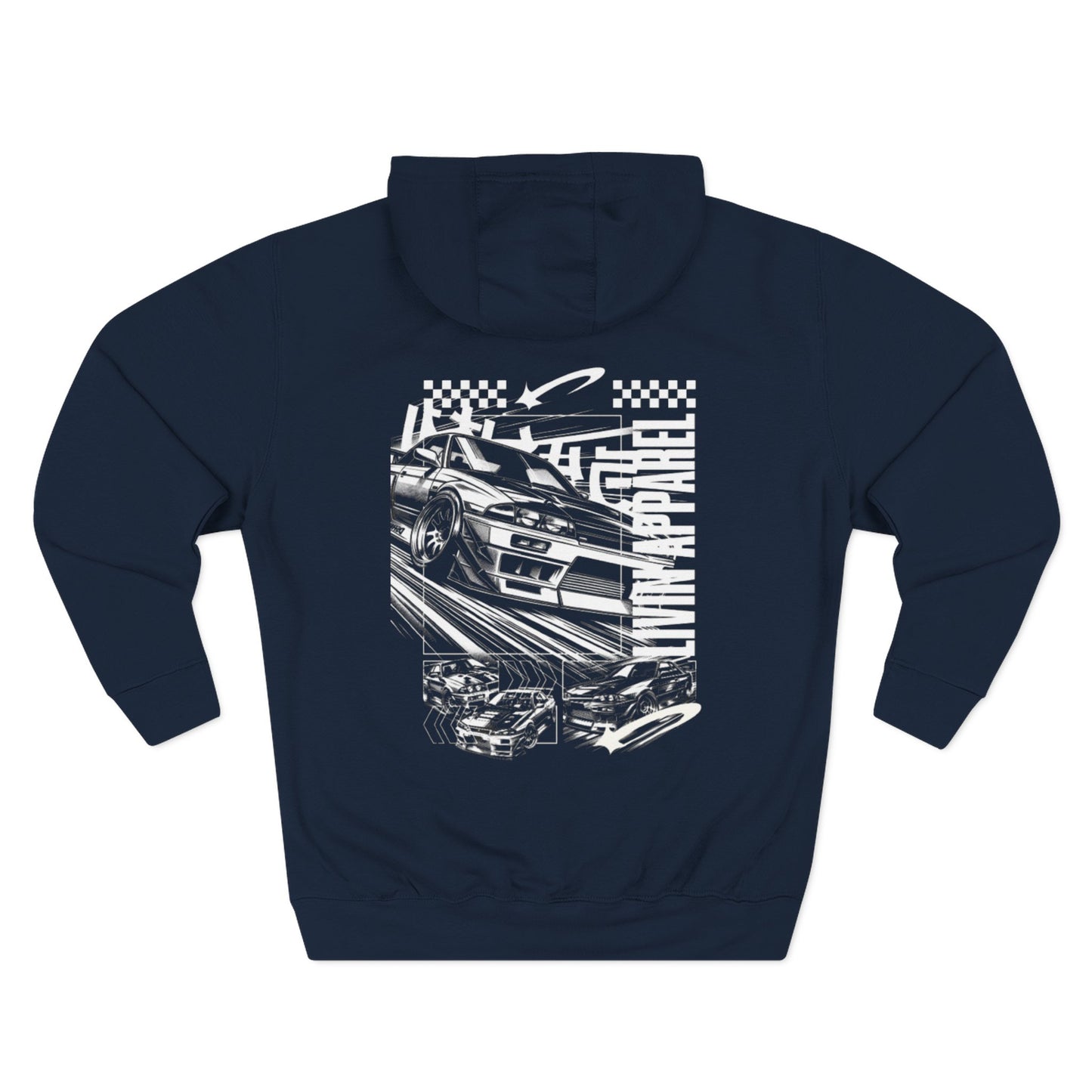 Three-Panel Fleece Hoodie, Cozy Streetwear, Perfect for Drivers, Race Fans, Casual Gifting, Graphic Hoodie, Year-Round Comfort