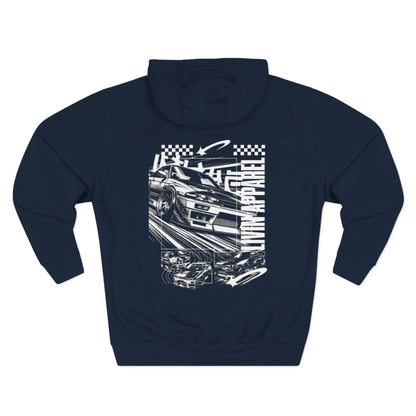 Three-Panel Fleece Hoodie, Cozy Streetwear, Perfect for Drivers, Race Fans, Casual Gifting, Graphic Hoodie, Year-Round Comfort